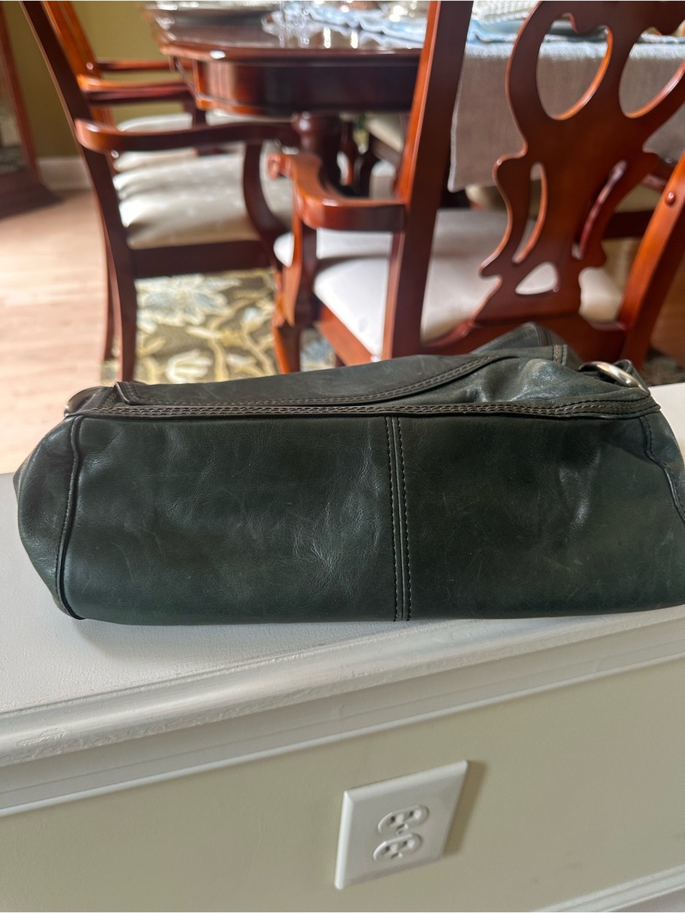 FOSSIL Vintage Distressed Green/Teal Leather Flap Shoulder Bag ZB2393 Y2K - Picture 4 of 13